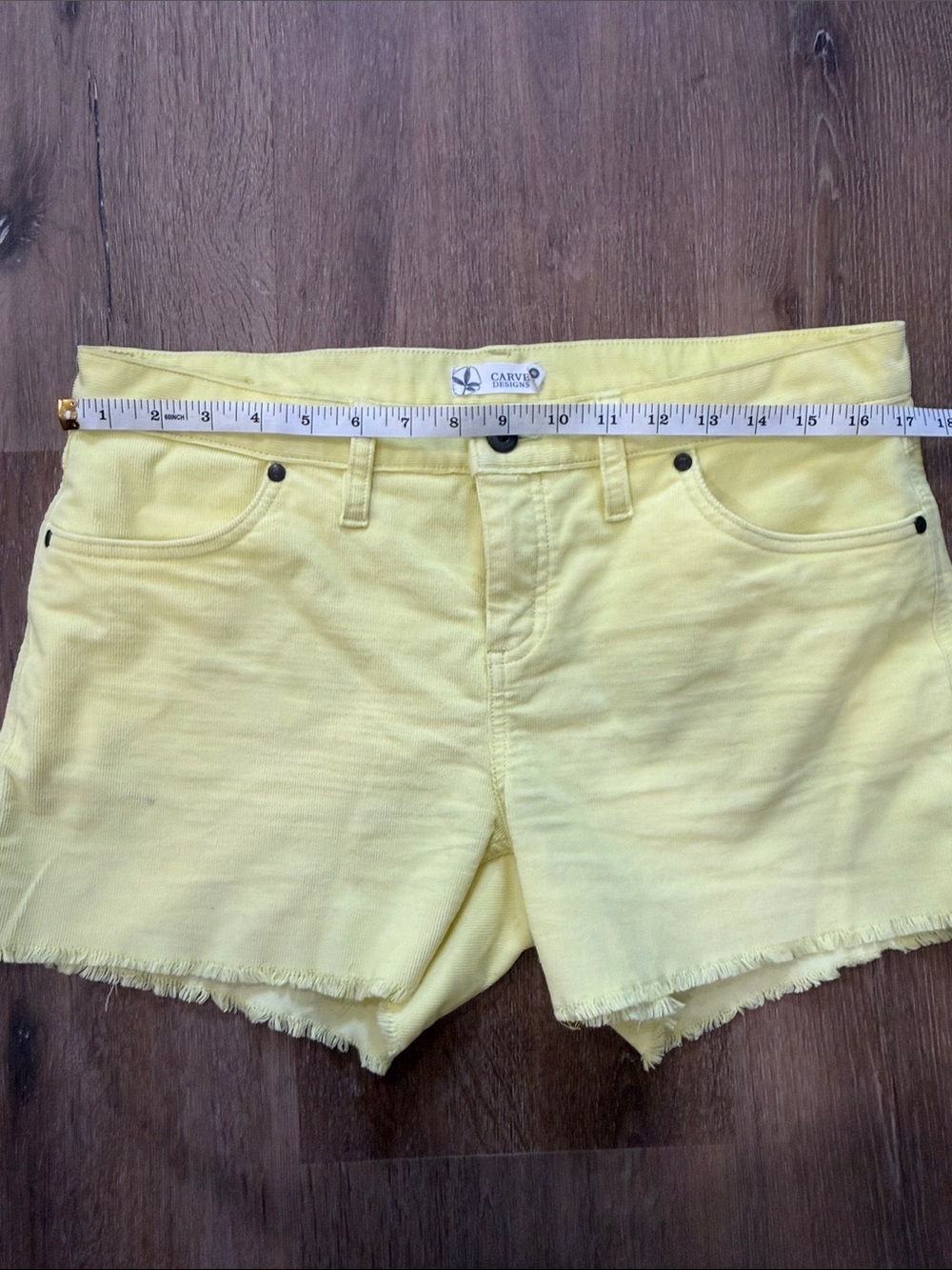 Carve Designs Sunny Yellow Frayed Denim Shorts| Size 8 - Picture 3 of 9